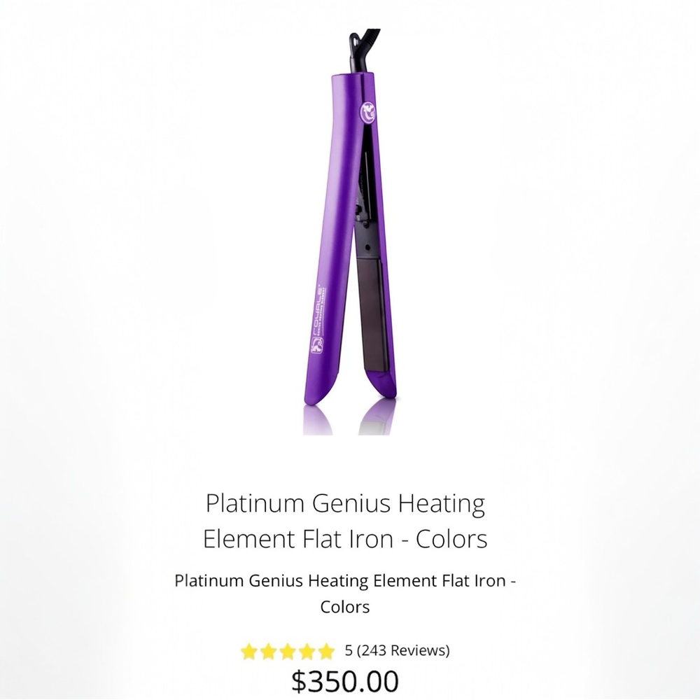 Platinum Genius Heating Element Deep Purple Flat Iron - Picture 3 of 8